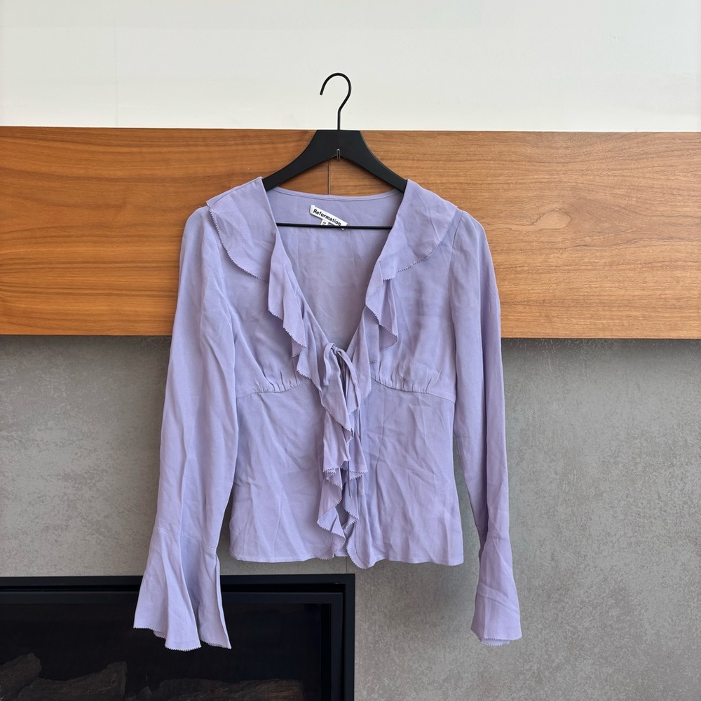 Reformation Lavender Ruffle Blouse - Picture 3 of 15